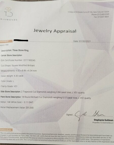GIA Certified 4.30 CT L VS1 Princess Cut Diamond Ring - Image 7