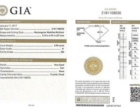 GIA Certified 0.95 CT H SI2 Rectangular Modified Brilliant Natural Loose Diamond - Image 2