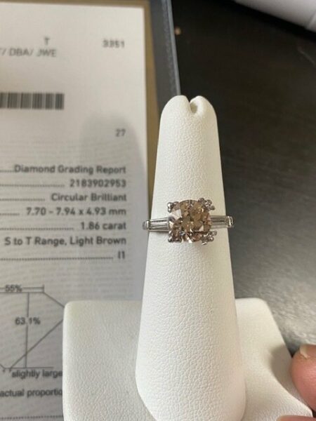 Classic Platinum Setting with Baguettes, " For Round Center - Image 5
