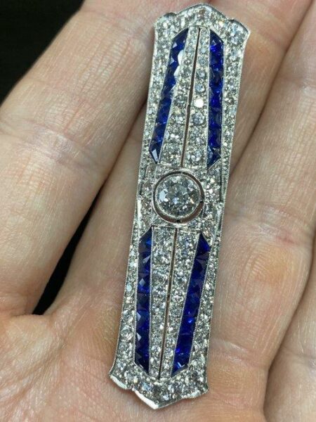 Diamond and Sapphire Art Deco Brooch - Image 5