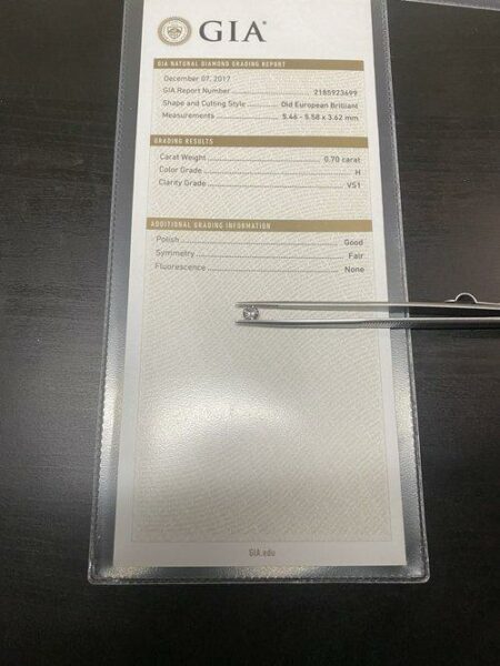 GIA Certified 0.7 Carat H VS1 Old European Brilliant Diamond - Image 3