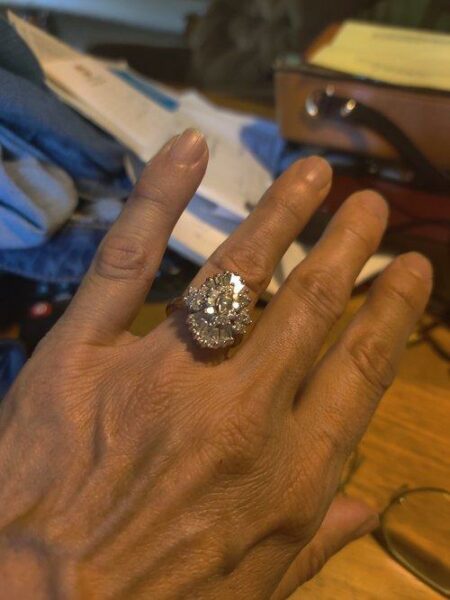 Retro Era Marquise Diamond Ring with Baguettes - Image 2