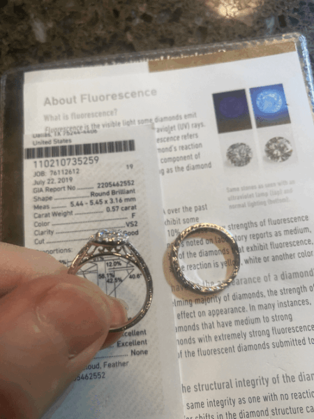 GIA Certified 0.57 CT F VS2 Round Brilliant Diamond Ring - Image 3