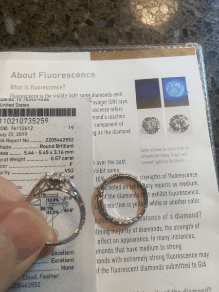 GIA Certified 0.57 CT F VS2 Round Brilliant Diamond Ring - Image 4