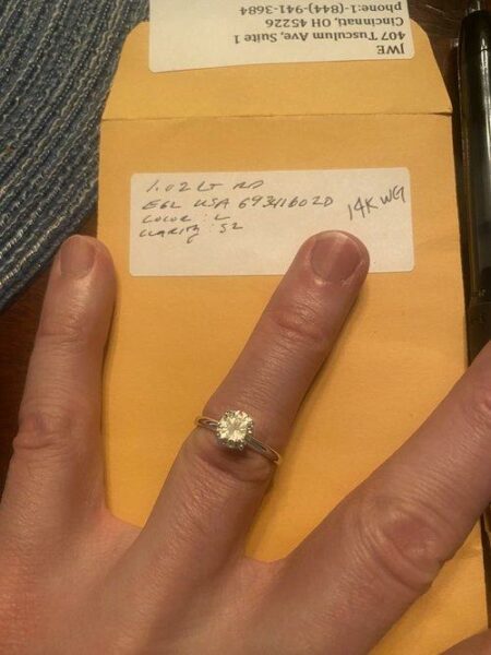 EGL Certified 1.02 L S2 Round Brilliant Diamond Ring - Image 4