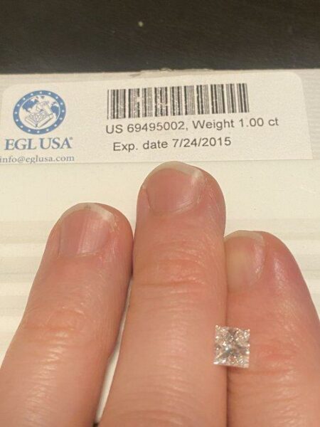 EGL Certified 1.00 CT Princess Cut Diamond Diamocycle Pre-Inspected - Image 2