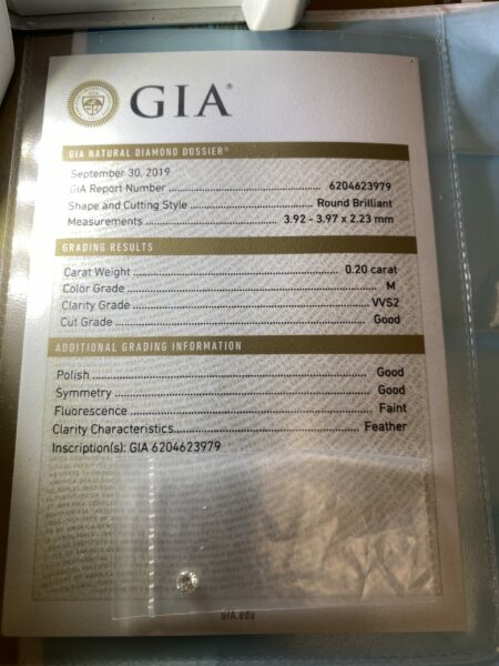 GIA Certified 0.2 Carat M VVS2 Round Brilliant Diamond - Image 3