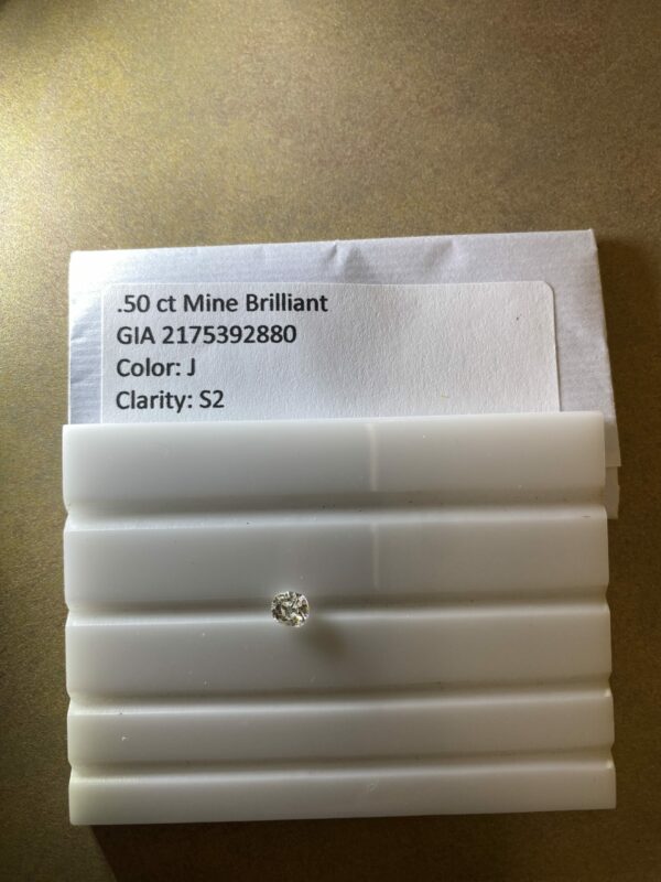 GIA Certified 0.5 Carat J S2 Mine Brilliant Diamond