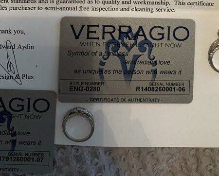 Verragio Engagement Ring and Wedding Band Set (1.51 G, Vs1 GIA Certified Princess Center Stone) - Image 9