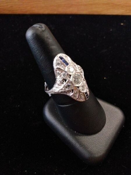 Original Art Deco Era Cocktail Ring Platinum, 26.5 MM wide. .65 +- Diamond Center stone , 1.00-1.25 CT TW +-, Diamocycle Pre-Inspected - Image 2