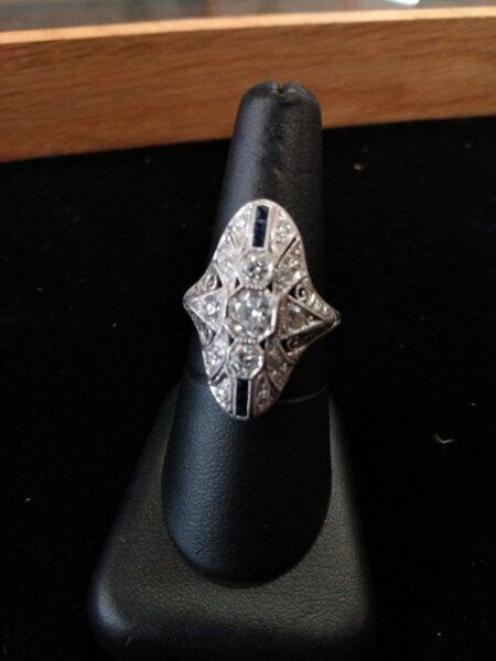 Original Art Deco Era Cocktail Ring Platinum, 26.5 MM wide. .65 +- Diamond Center stone , 1.00-1.25 CT TW +-, Diamocycle Pre-Inspected - Image 3