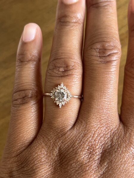 1.08 Carat Salt& Pepper Diamond Engagement Ring, Cosette Setting, 14K Rose Gold - Image 2