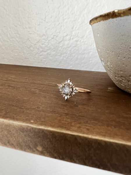 1.08 Carat Salt& Pepper Diamond Engagement Ring, Cosette Setting, 14K Rose Gold - Image 4
