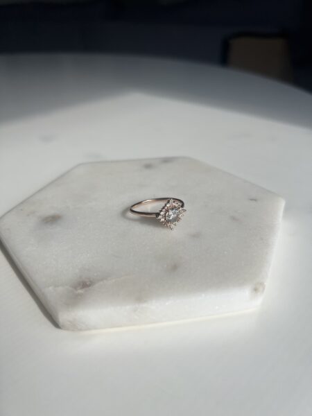 1.08 Carat Salt& Pepper Diamond Engagement Ring, Cosette Setting, 14K Rose Gold - Image 3