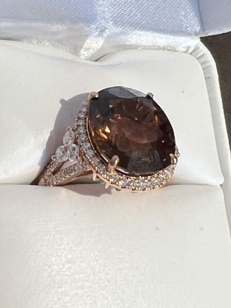 0.79 CT G-H SI1-SI2 Round Brilliant Natural Diamond and 10.95 CT Tourmaline Ring - Image 10