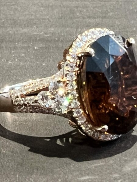 0.79 CT G-H SI1-SI2 Round Brilliant Natural Diamond and 10.95 CT Tourmaline Ring - Image 7