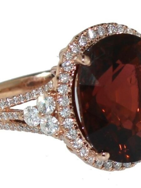 0.79 CT G-H SI1-SI2 Round Brilliant Natural Diamond and 10.95 CT Tourmaline Ring - Image 2
