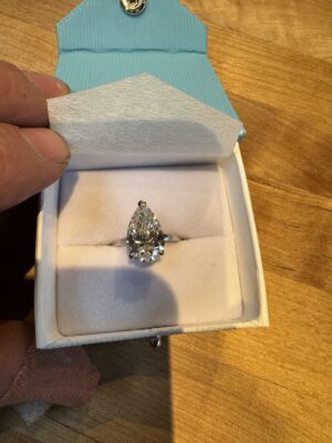 14k GOLD 5.20 CARAT PEAR SHAPE DIAMOND RING LAB GROWN