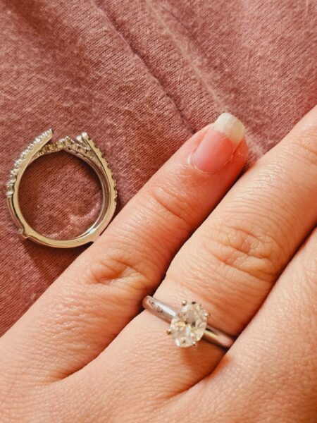 Zales lab-grown oval diamond solitaire engagement ring and wedding band - Image 4