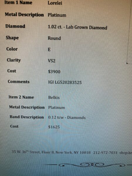 1.02 lab-grown round engagement ring in platinum - Image 3