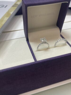 2.54 CT Princess Cut Lab Grown F VVS2 Engagement Ring and Halo Wedding Ring Bridal set