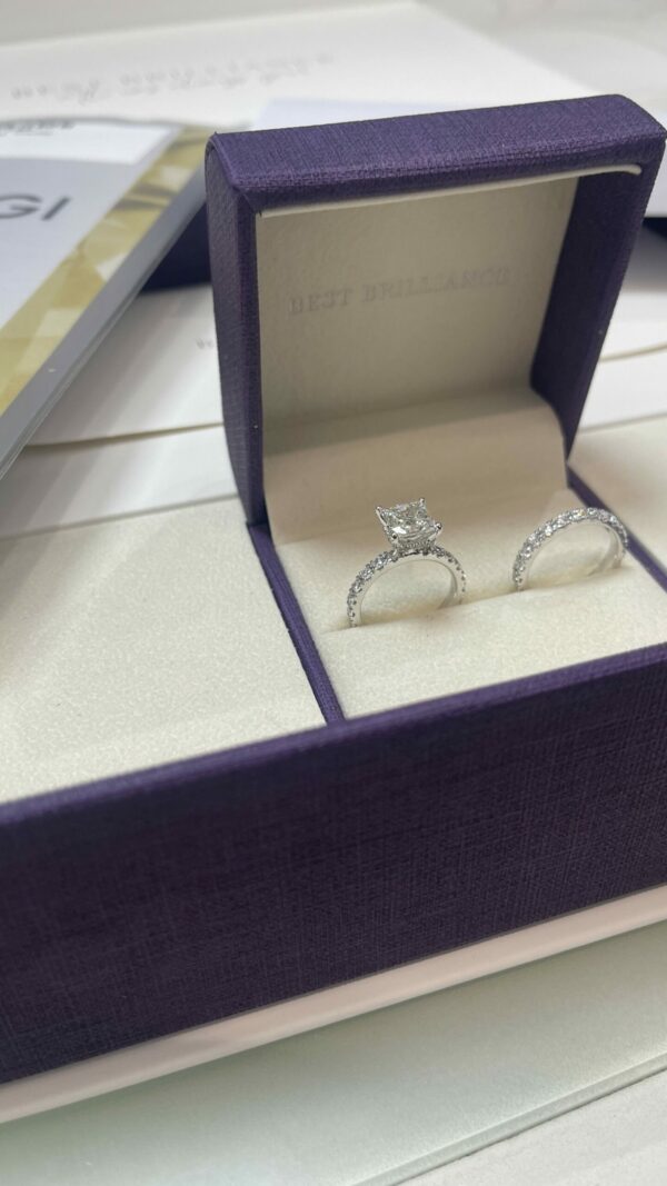 2.54 CT Princess Cut Lab Grown F VVS2 Engagement Ring and Halo Wedding Ring Bridal set