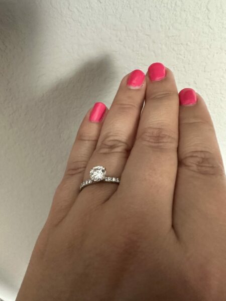 14kt White Gold Engagement Set with 1.02 CT D VVS2 Lab Grown Round Brilliant Diamond Engagement Ring - Image 2