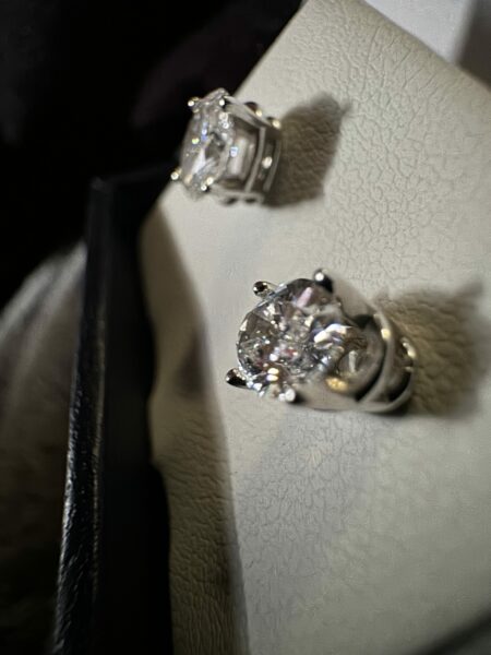 IGI Certified 1.0 CT Total Weight F-G VS2-SI1 Lab Grown Oval Brilliant Diamond 14k White Gold Earrings - Image 3