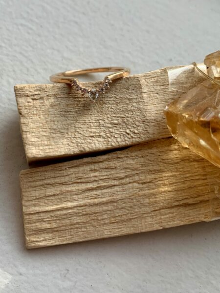 14K Rose Gold Lunette Lab Grown Diamond Ring - Image 3
