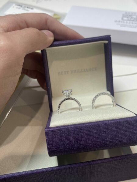 2.54 CT Princess Cut Lab Grown F VVS2 Engagement Ring and Halo Wedding Ring Bridal set - Image 3