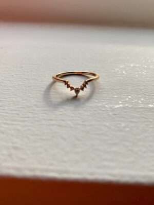 14K Rose Gold Lunette Lab Grown Diamond Ring