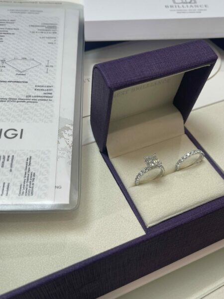 2.54 CT Princess Cut Lab Grown F VVS2 Engagement Ring and Halo Wedding Ring Bridal set - Image 6