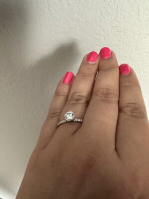 14kt White Gold Engagement Set with 1.02 CT D VVS2 Lab Grown Round Brilliant Diamond Engagement Ring