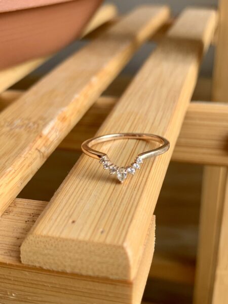 14K Rose Gold Lunette Lab Grown Diamond Ring - Image 2