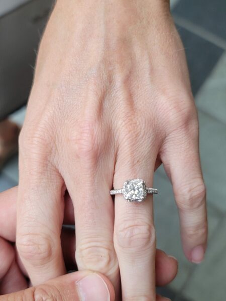 GCAL Certified 1.59 CT H VS 2 Lab Grown Princess Cut Diamond Ring - Image 2