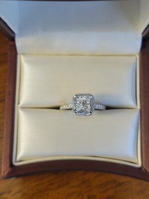 GCAL Certified 1.59 CT H VS 2 Lab Grown Princess Cut Diamond Ring