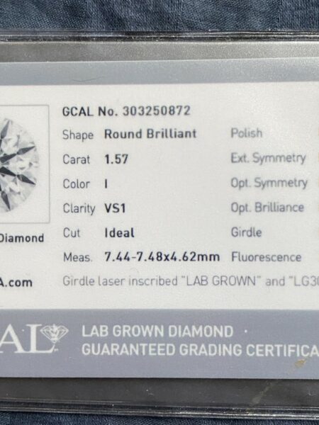IGI Certified 1.57 CT I VS 1 Round Brilliant Lab Grown Diamond 14k Gold Ring - Image 8