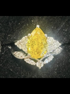 IGI certified 1.68 CT VSI Center Fancy Vivid Yellow Lab Grown Center Diamond Custom Made Wedding Set