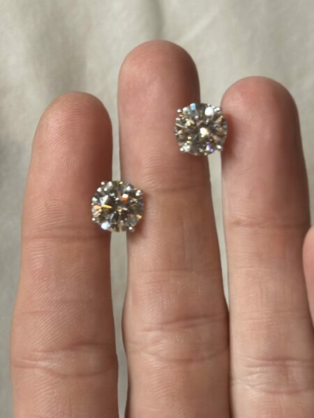 4.57 CTW I VVS2 White Gold Diamond Stud Earrings - Image 6