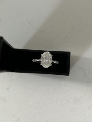 3.4 DWT E VS1 Oval Shaped Lab Grown Diamond Engagement Ring