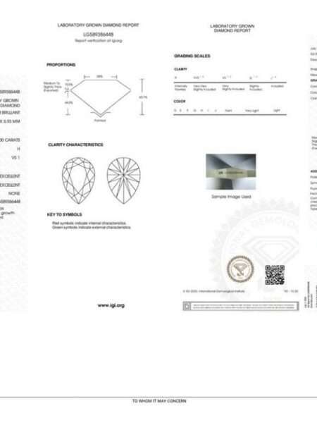 IGI Certified  5.00 CT H VS 1 Pear Cut Laboratory Diamond Ring - Image 2