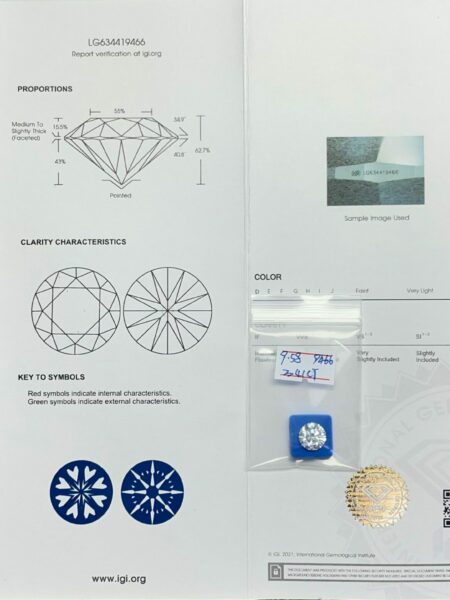 IGI Certified 3.41 CT F VS1 Lab Grown Round Brilliant Loose Diamond - Image 3