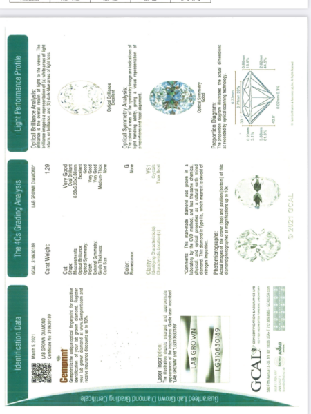 1.29 CT G VS1 Lab Grown Oval Brilliant Diamond Ring - Image 3