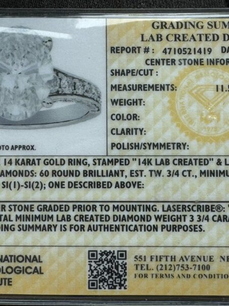 IGI Certified 3.03 CT F VS 2 Lab Grown Oval Brilliant Diamond Ring - Image 4