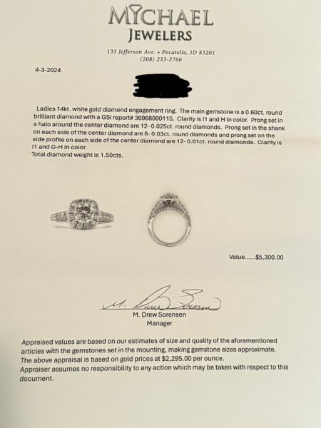 GSI Certified 1.5 TW H I1 Round Brilliant Diamond Ring - Image 4
