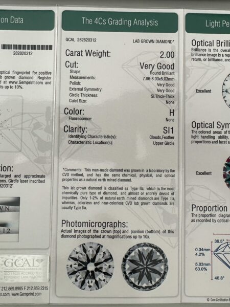 2.00 CT H SI 1 Lab Grown Round Brilliant with Pink Sapphire Halo Setting Diamond Ring - Image 3