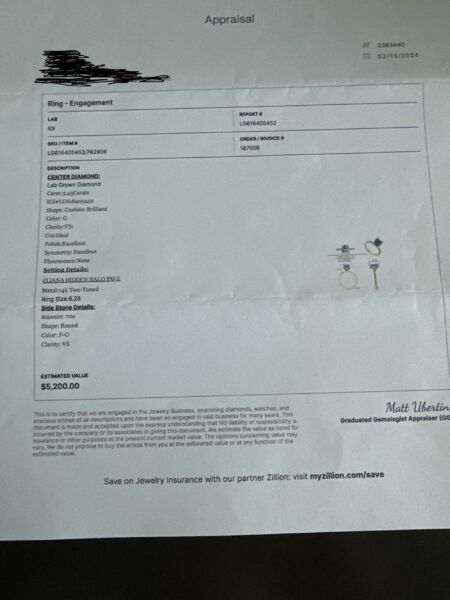 IGI Certified 3.43 CT G VS 1 Lab Grown Cushion Cut Center Brilliant Lab Grown Diamond Ring - Image 5