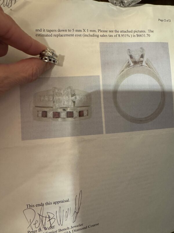 0.86 SI2 I Modified Square Brilliant Cut Diamond and Ruby Wedding Set - Image 2