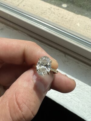 GIA Certified 2.80 CT H VS2 Lab Grown Oval Brilliant Diamond Ring