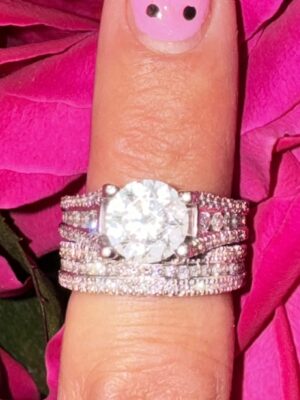 14 K Gold Wedding Band Set with 0.65 CT G/H SI1/SI2 Round Brilliant Diamonds (no center stone)